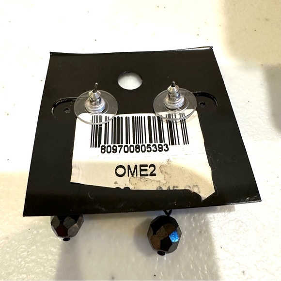 NWT Kenneth Jay Lane Earrings- black and clear glass faceted beads - Picture 6 of 6